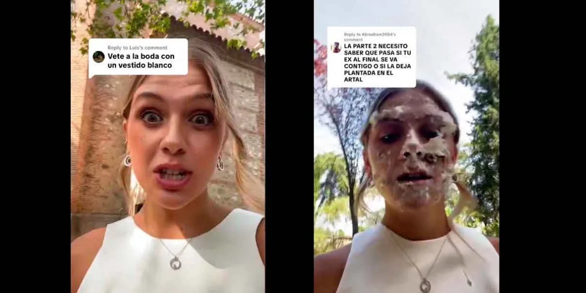 Mujer asiste a boda de su ex con vestido blanco y recibe tremendo pastelazo 