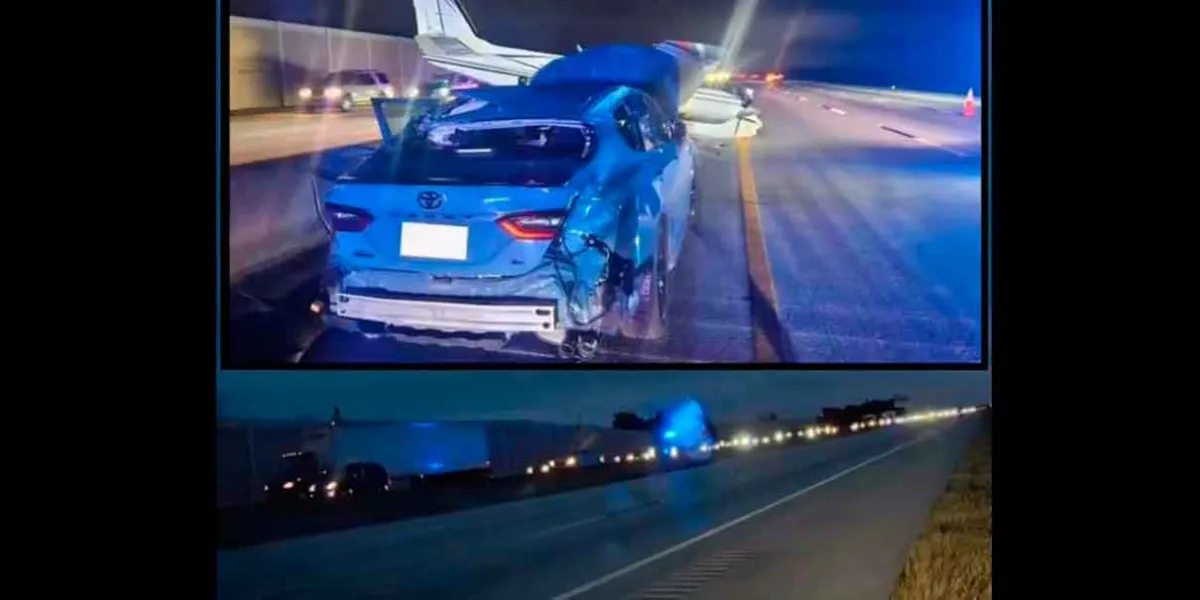 VIDEO. "Avionazo" en la I-95 de Florida, aterrizaje  de emergencia provoca choque con un automóvil