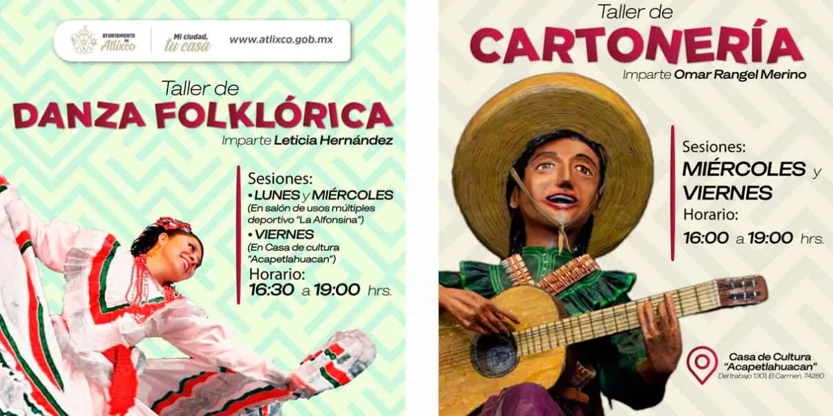  Intégrate a los talleres culturales de Atlixco, son permanentes