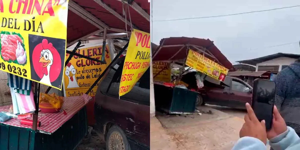 Camioneta impacta negocio de pollo en La Ceiba, Xicotepec