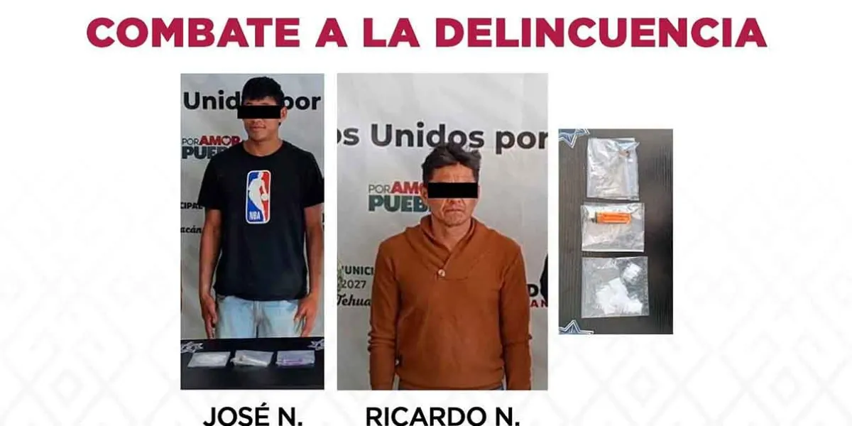 Policía Municipal detiene a dos personas por presuntos delitos contra la salud en Tehuacán