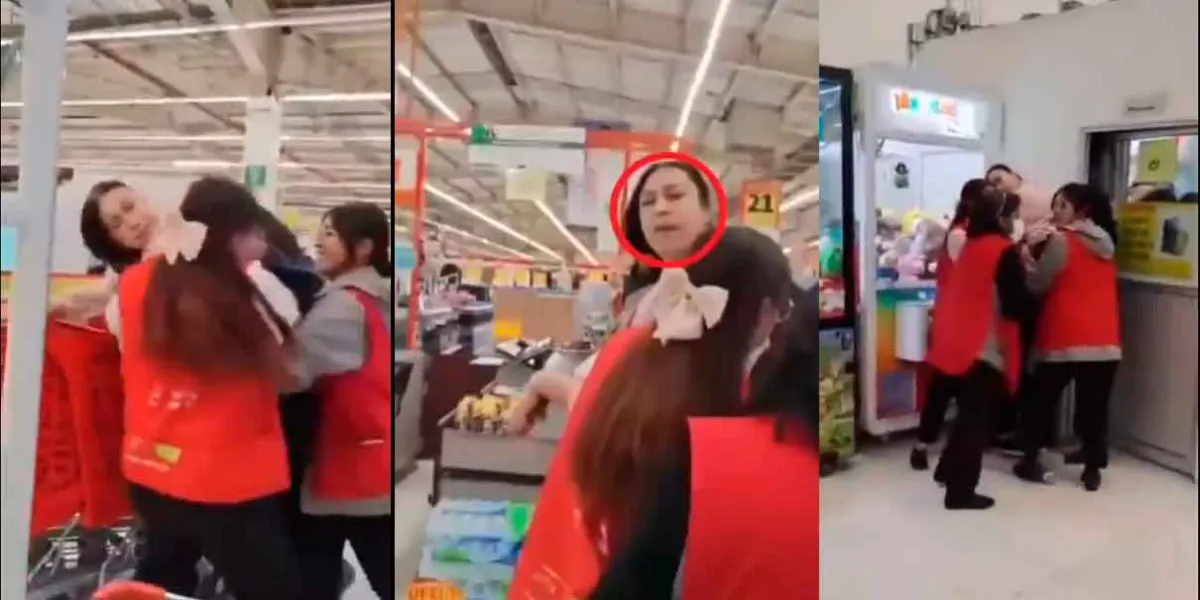 VIDEO. Farderas usan falsos vientres para cometer robo en Soriana de Plaza Loreto. Empleadas las interceptan 