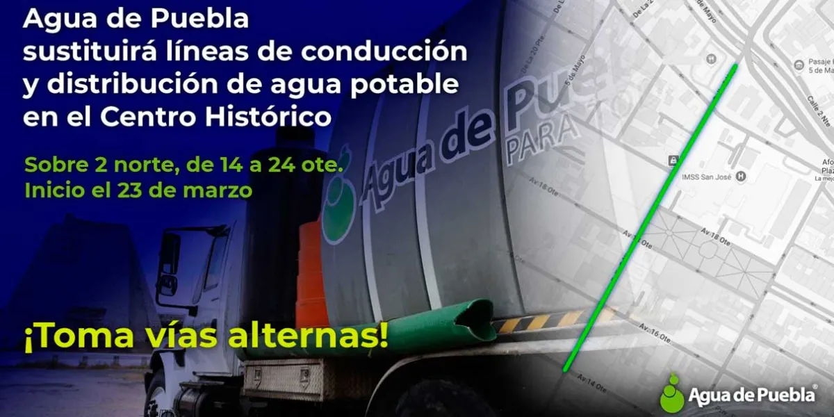 Agua de Puebla inicia la renovación de la red de agua potable en el centro histórico