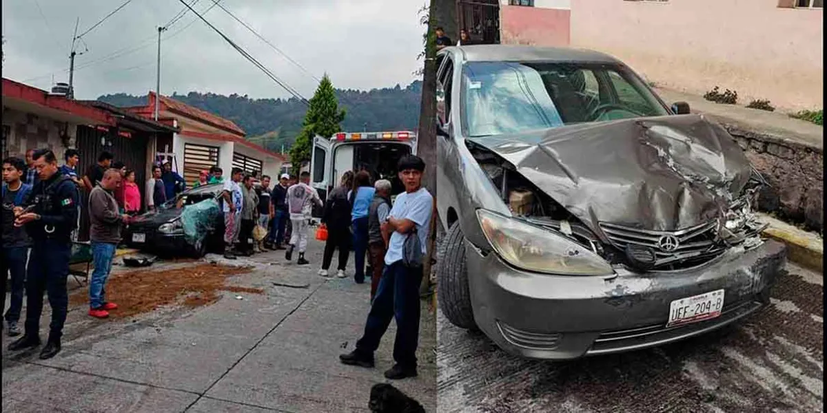 Carambola en Teziutlán dejó tres heridos y una casa dañada