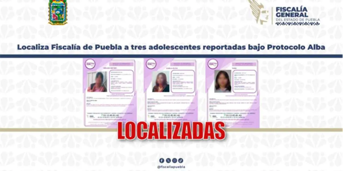 Localizan a tres adolescentes en Puebla tras activación de Protocolo Alba