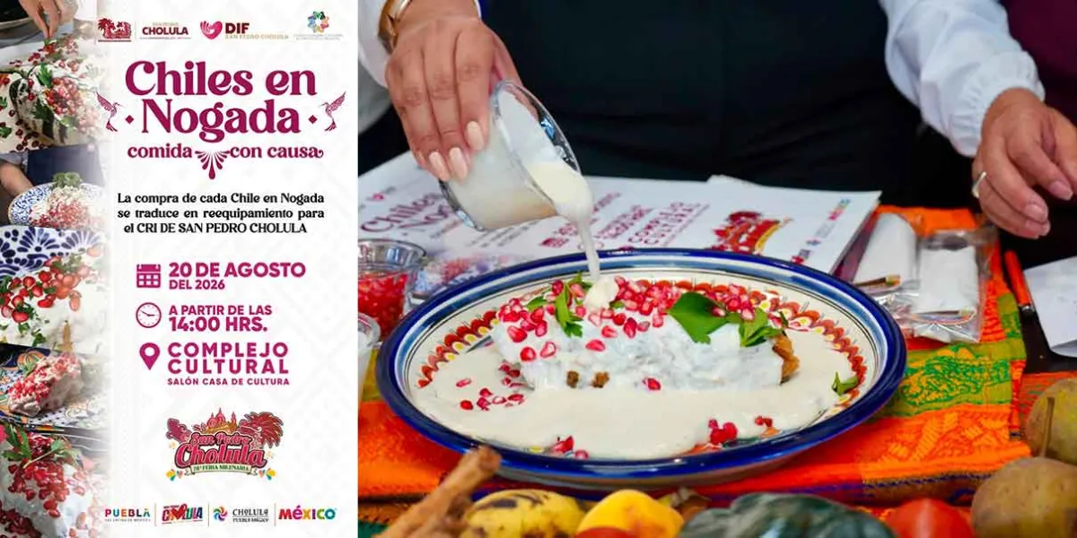 San Pedro Cholula presenta Comida con Causa para apoyar al CRI con chiles en nogada