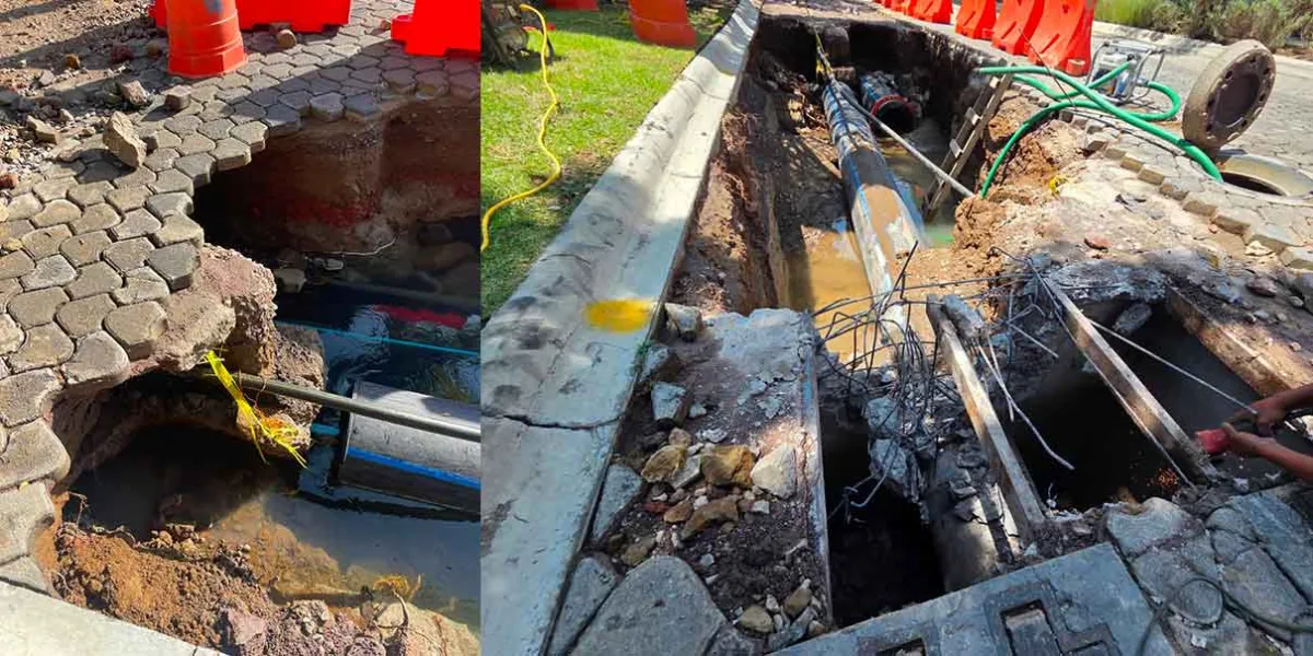Agua de Puebla adelanta obras por fuga en Vía Atlixcáyotl; habrá reducción de agua
