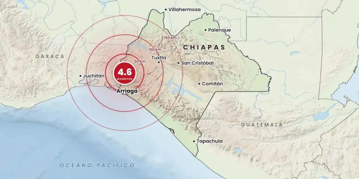 Sismo de magnitud 4.6 sacude Chiapas HOY martes
