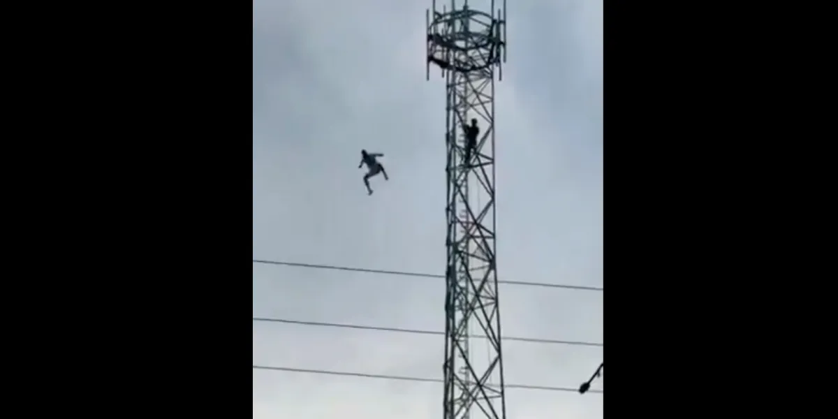 Sujeto cae desde una torre de telecomunicaciones  en Brasil. VIDEO 