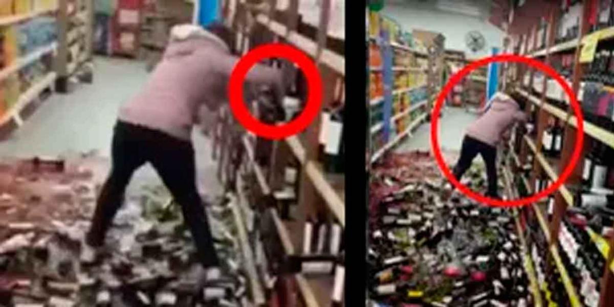 Mujer despedida injustificadamente EXPLOTA y DESTROZA BOTELLAS DE VINO de supermercado