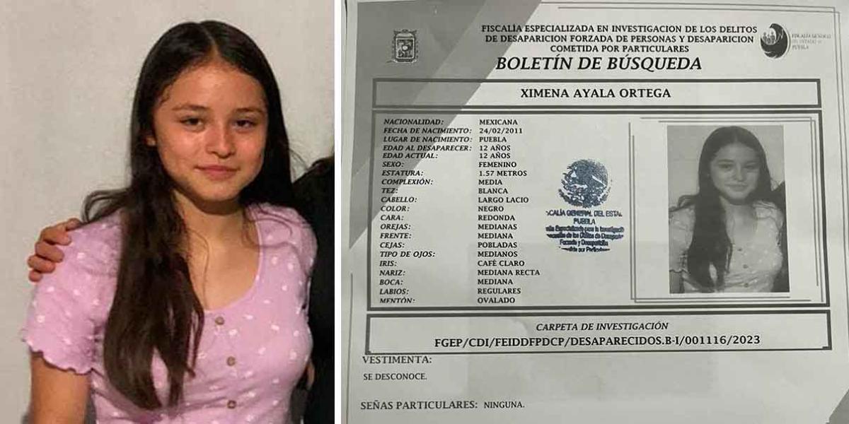Estas son las características de Ximena Ayala de 12 años desaparecida en Teziutlán, Puebla