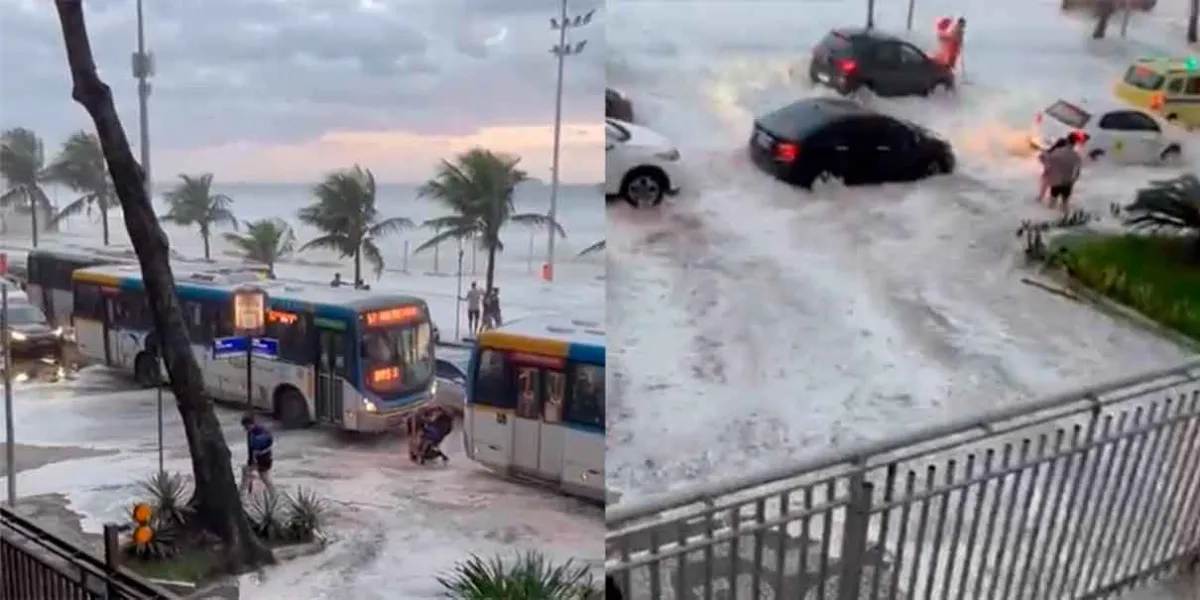 VIDEOS. En Brasil, enormes olas azotan playas y arrastran autos