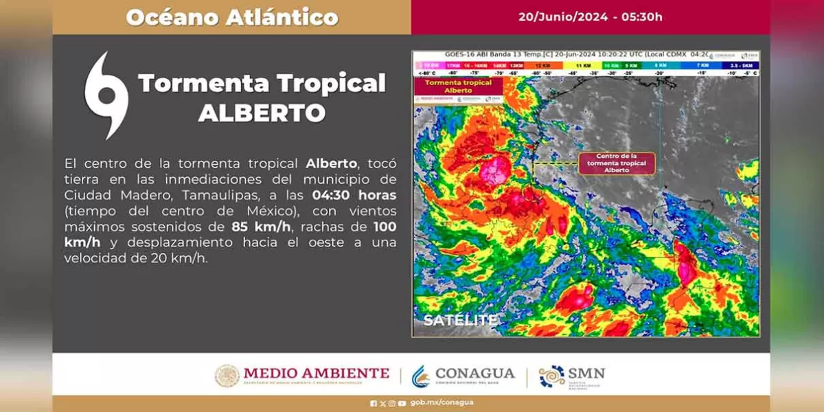 Tormenta tropical “Alberto” descarga lluvias y viento en el estado de Puebla