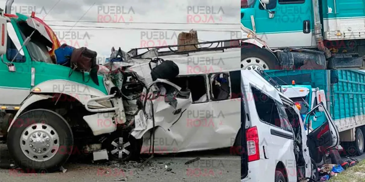 9 muertos y 12 lesionados al estrellarse camión contra camioneta 