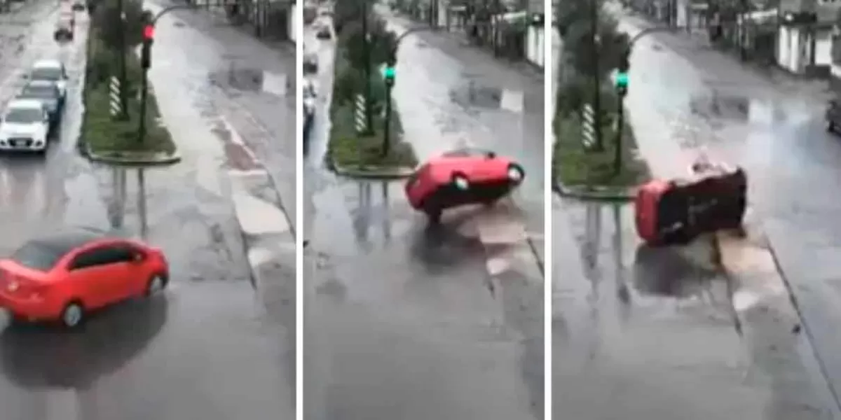 Fuerte lluvia causa volcadura en obra de Agua de Puebla en la 24 Sur en la colonia 3 Cruces