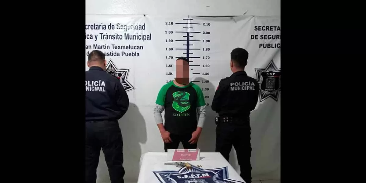 Detienen a sujeto en Texmelucan por portar arma de fuego sin licencia