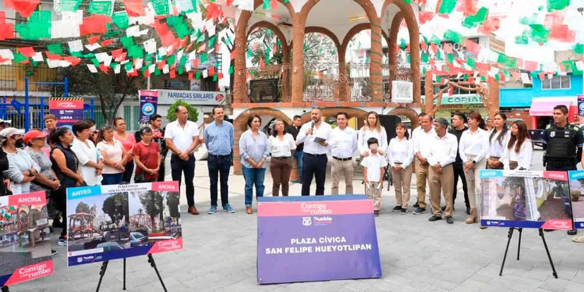 Inauguran plaza cívica de San Felipe Hueyotlipan con inversión de 1.6 mdp