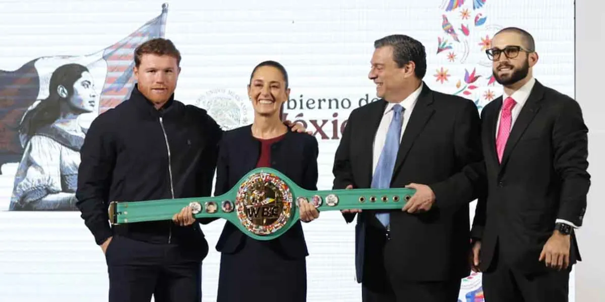 Canelo aparece en conferencia de Sheinbaum para hacer una promesa