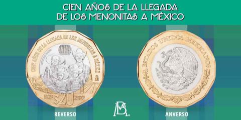 Esta es la nueva moneda de 20 pesos conmemora la llegada de los Menonitas a México