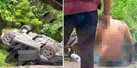 Choque y cvolcadura dejó un muerto y 4 lesionados en la México-Tuxpan