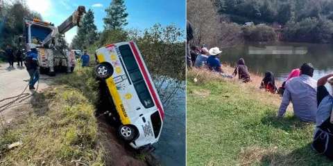 Colectiva se precipitó a la presa Omiltémetl, hubo tres muertos; un menor de edad era el conductor