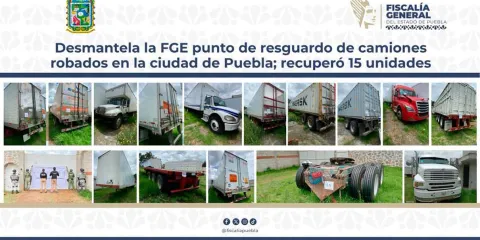 Fiscalía de Puebla desmantela centro clandestino de vehículos robados y recupera 15 unidades