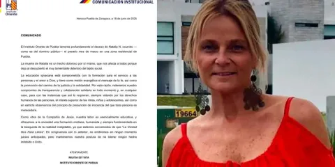 Instituto Oriente lamenta muerte de Natalia y responde a señalamientos contra uno de sus alumnos