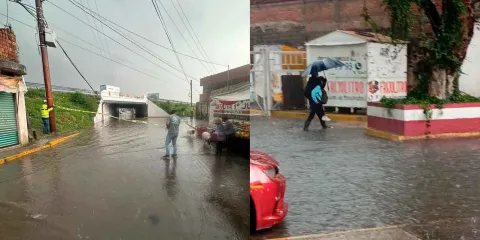 Granizada inunda el Mercado Domingo Arenas y colapsa vialidades en Texmelucan