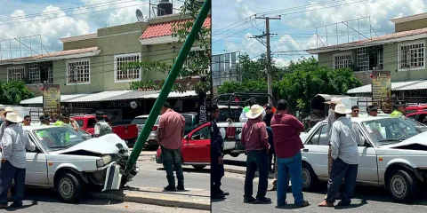 Conductor en estado de ebriedad choca contra poste en Izúcar de Matamoros