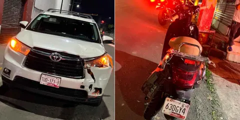 Camioneta contra moto en Izúcar, motociclistas terminaron en el hospital