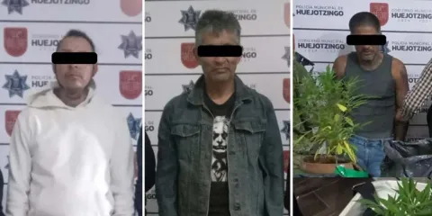 Fueron detenidos tres sujetos con drogas en Huejotzingo