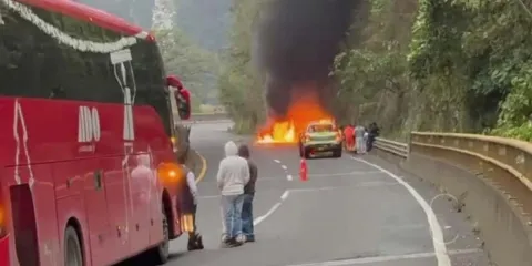 Auto se consume en llamas en autopista México-Tuxpan; no hay lesionados
