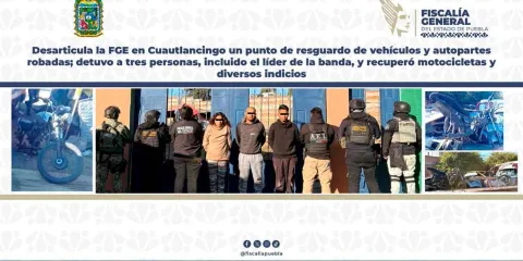 Cateo en Cuautlancingo permite desarticular banda dedicada al robo de motocicletas