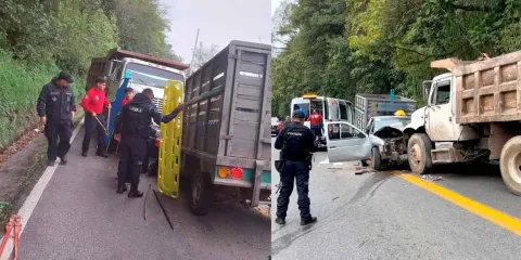 Accidente en la México-Tuxpan deja un hombre prensado en Xicotepec