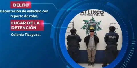 Operativo policial en Atlixco detiene conductor con auto robado