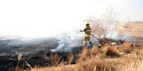 Apagan incendio de pastizales en Cuautlancingo