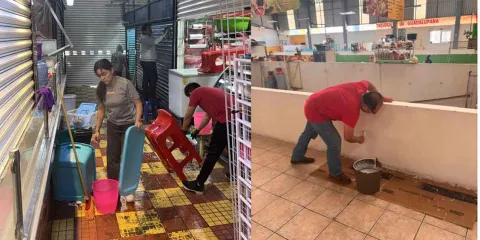 Comerciantes realizan jornada de limpieza en el mercado 16 de Marzo en Tehuacán