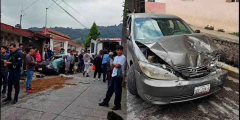 Carambola en Teziutlán dejó tres heridos y una casa dañada