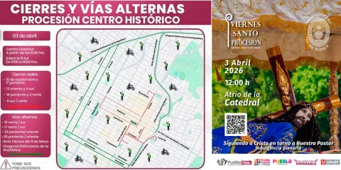 HOY. Cierres viales TODO EL DÍA por la Procesión de Viernes Santo  