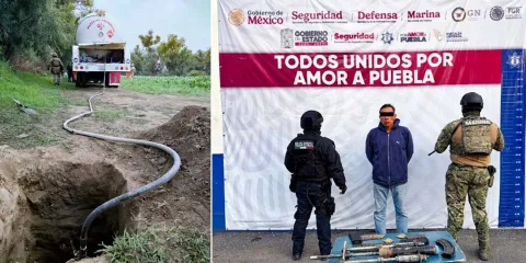 Atrapan a huachicolero en Huejotzingo con camionetas y pipa