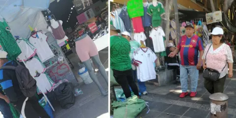 Fiebre mundialista, de a 100 pesos la playera pirata de México en calles del centro