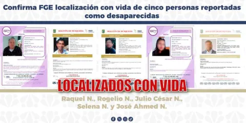 Localizan sanas y salvas a cinco personas en Puebla