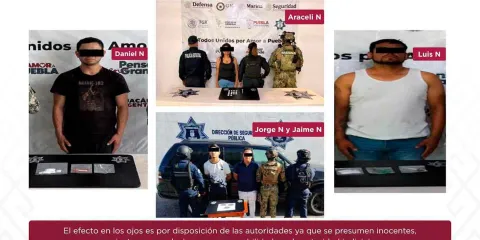 Caen cinco presuntos narcomenudistas en Tehuacán durante operativos de seguridad
