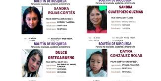  ALERTA, tres mujeres y una niña desaparecidas en lo que va de julio en Tlaxcala