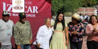 Irene Olea mantiene obras de adoquinamiento de calles en Izúcar