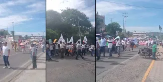 Marcha Acatlán en repudio a su edil, la recién casada Guadalupe Bárcenas