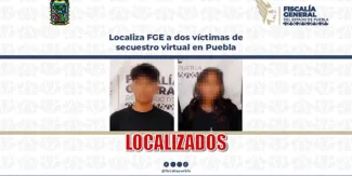 FGE rescata a dos jóvenes víctimas de secuestro virtual en Puebla; extorsionador exigía 300 mil pesos