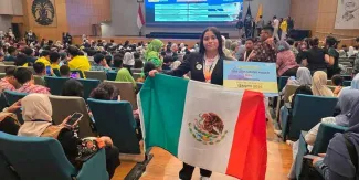Mexicana de 16 años gana oro en Indonesia con extintor que usa sonido