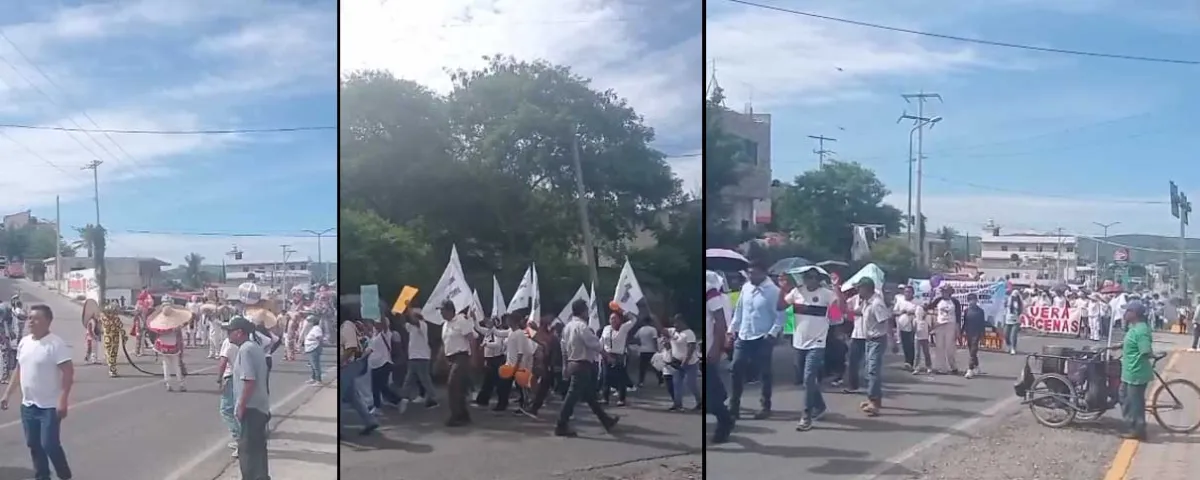 Marcha Acatlán en repudio a su edil, la recién casada Guadalupe Bárcenas