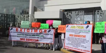 Trabajadores del Hospital del Niño Poblano cierran vialidades para exigir basificación
